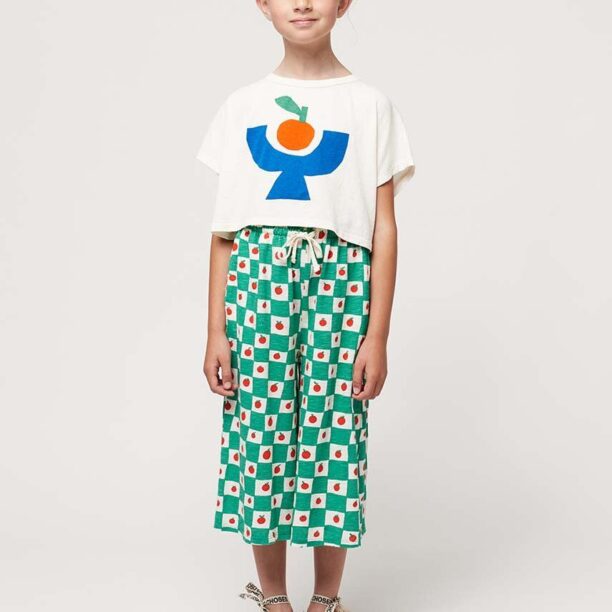 Bobo Choses pantaloni de bumbac pentru copii culoarea verde