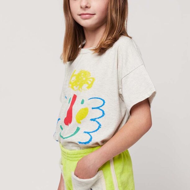 Bobo Choses tricou de bumbac pentru copii culoarea gri