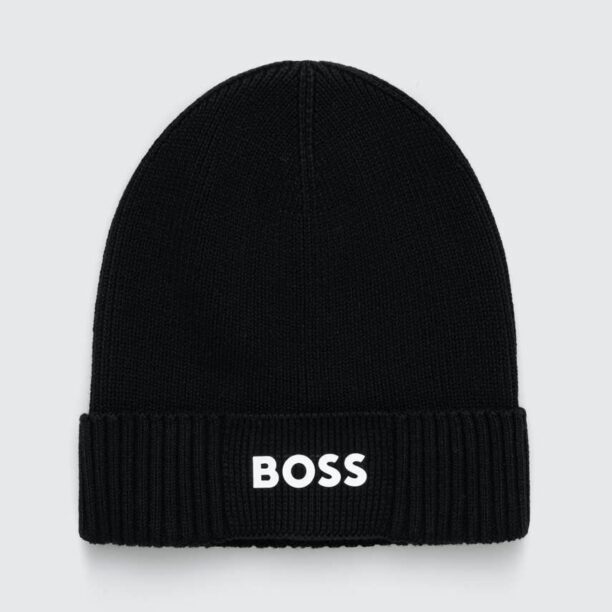 Boss Green caciula din amestec de lana BOSS GREEN culoarea negru