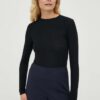 Bruuns Bazaar longsleeve din amestec de lana culoarea negru