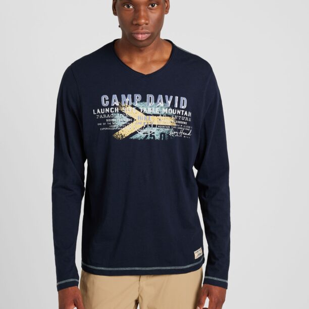 CAMP DAVID Tricou  albastru marin / opal / galben deschis / alb