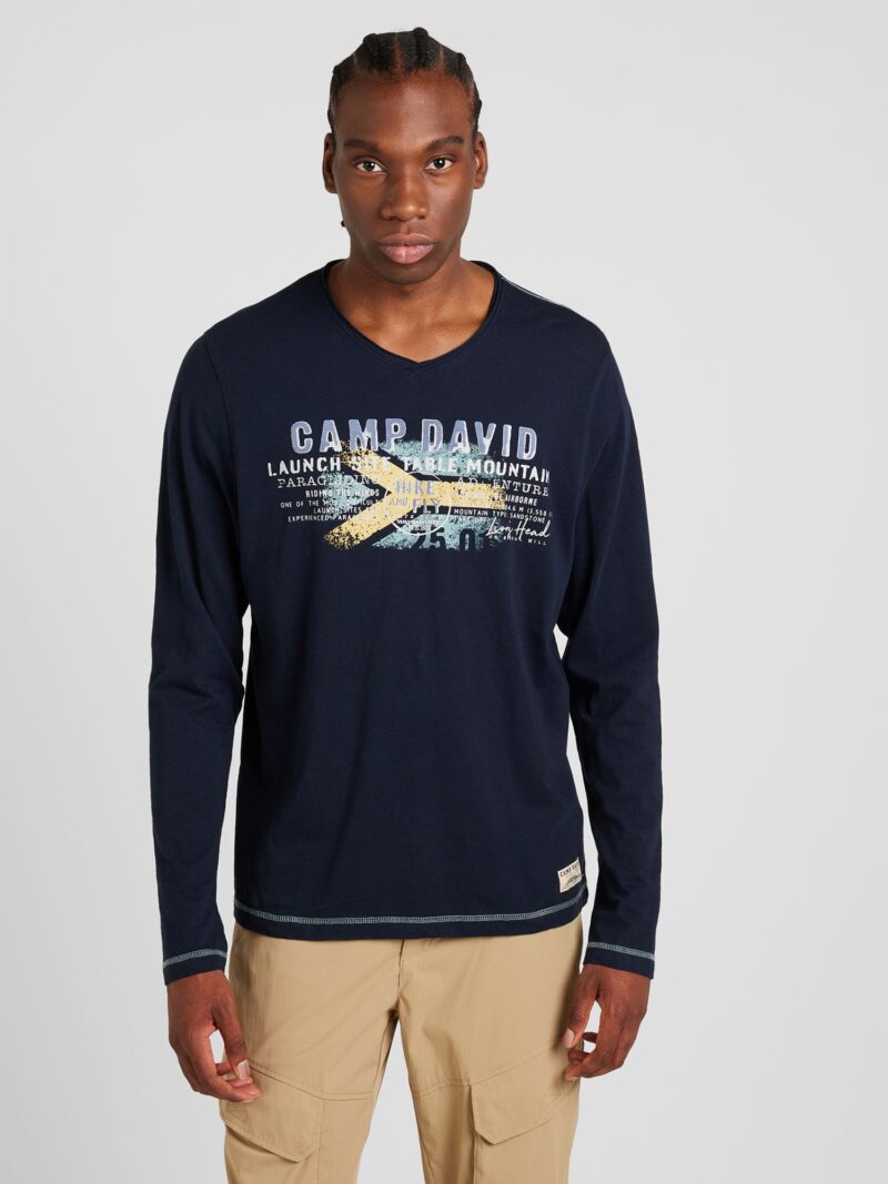 CAMP DAVID Tricou  albastru marin / opal / galben deschis / alb