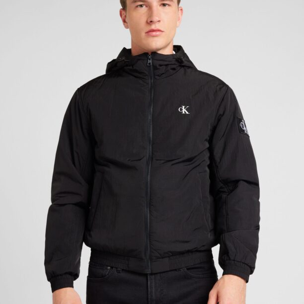 Calvin Klein Jeans Geacă de primăvară-toamnă 'HARRINGTON'  negru / alb preţ