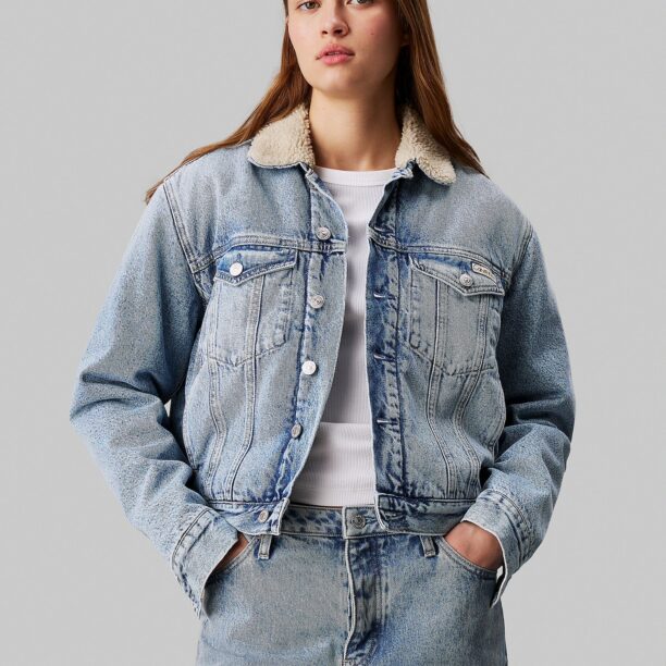 Calvin Klein Jeans Geacă de primăvară-toamnă  crem / albastru deschis