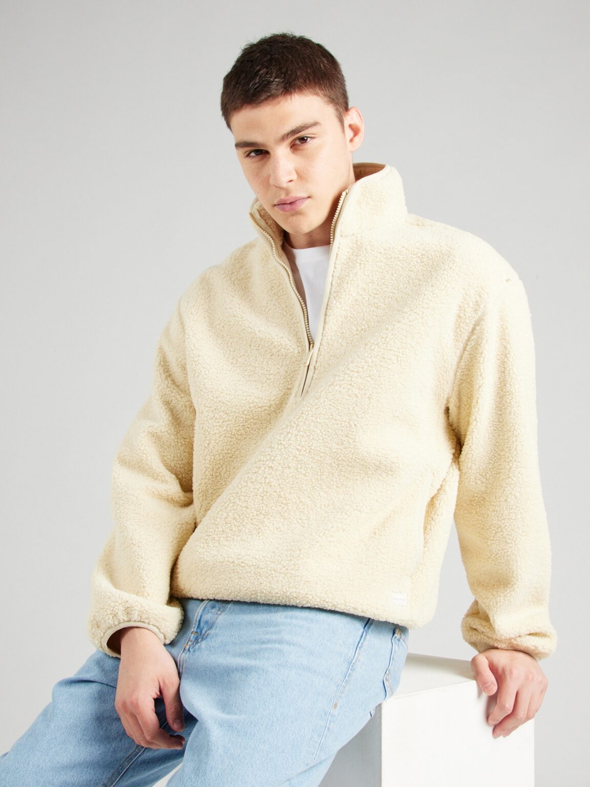 Calvin Klein Jeans Jachetă  fleece  bej / sângeriu
