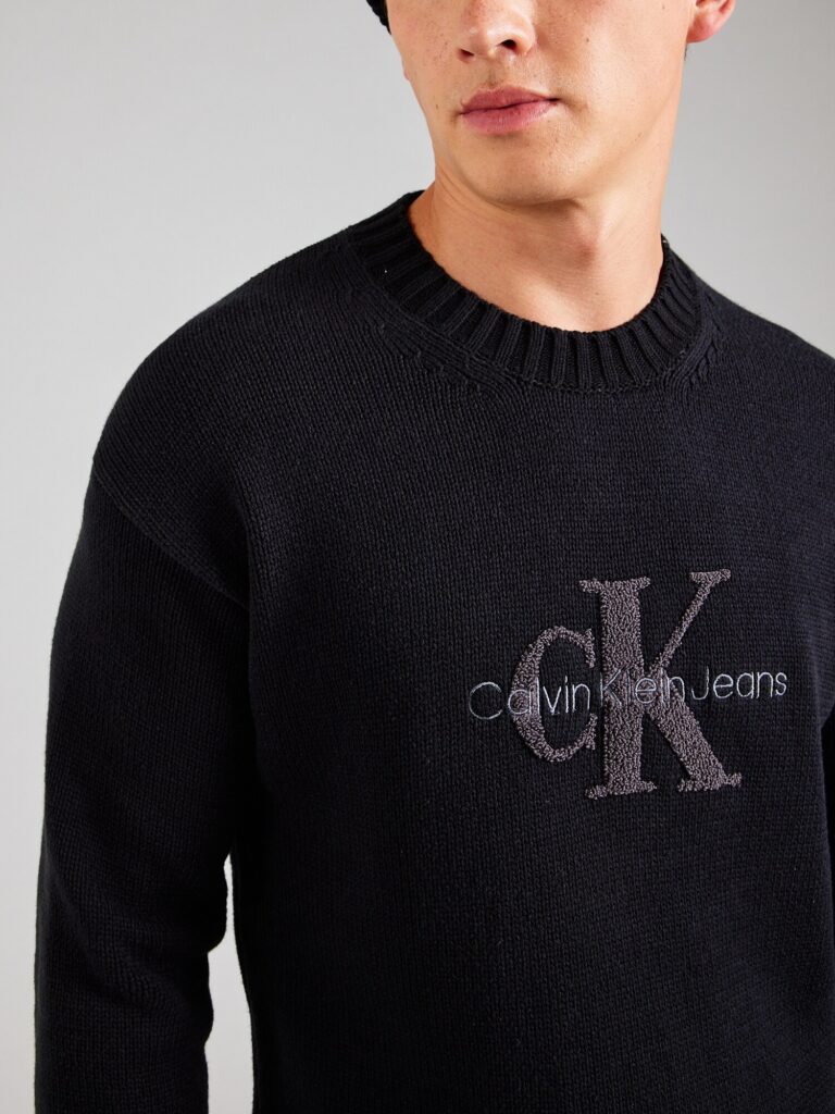 Preţ Calvin Klein Jeans Pulover 'CHENILLE'  gri închis / negru