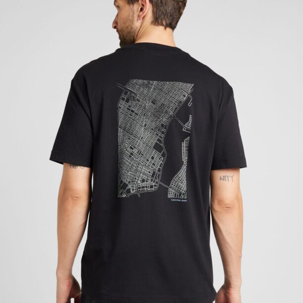 Cumpăra Calvin Klein Jeans Tricou 'CITY GRID MAP'  negru / alb