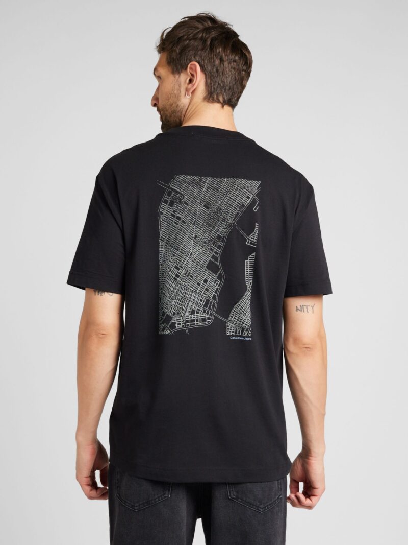 Cumpăra Calvin Klein Jeans Tricou 'CITY GRID MAP'  negru / alb