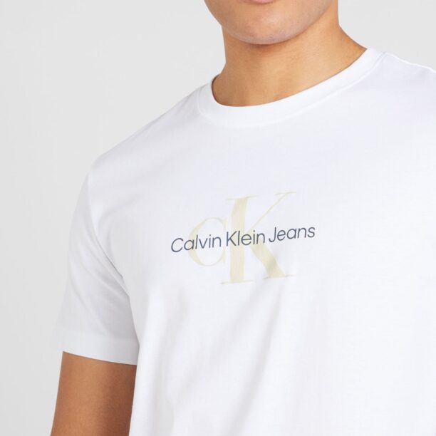 Calvin Klein Jeans Tricou 'DISTRESSED'  alb kitt / albastru închis / alb preţ