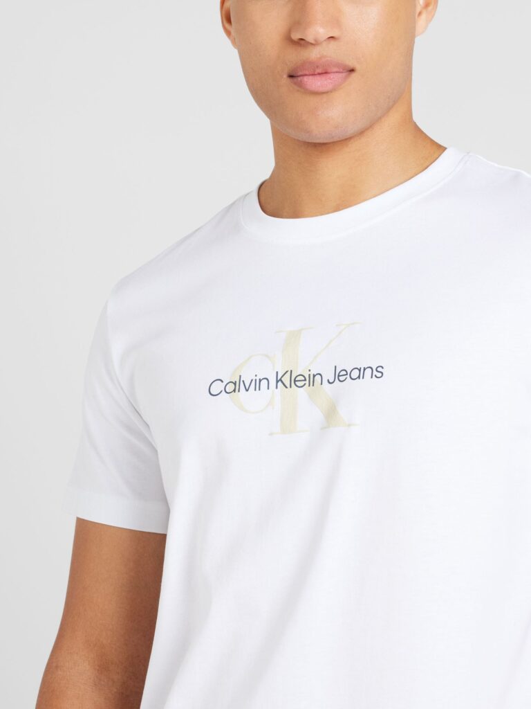 Calvin Klein Jeans Tricou 'DISTRESSED'  alb kitt / albastru închis / alb preţ