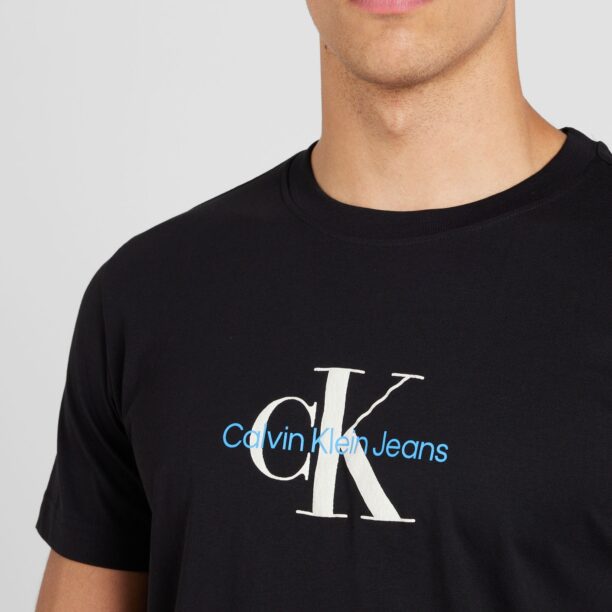 Calvin Klein Jeans Tricou 'DISTRESSED'  albastru aqua / negru / alb preţ