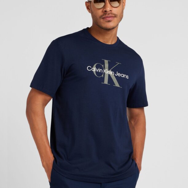 Calvin Klein Jeans Tricou 'Hero'  bleumarin / gri fumuriu / alb