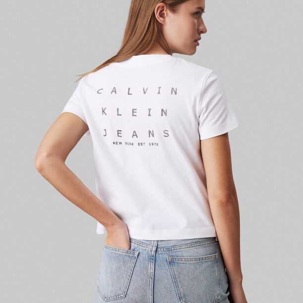 Calvin Klein Jeans Tricou  gri bazalt / alb preţ