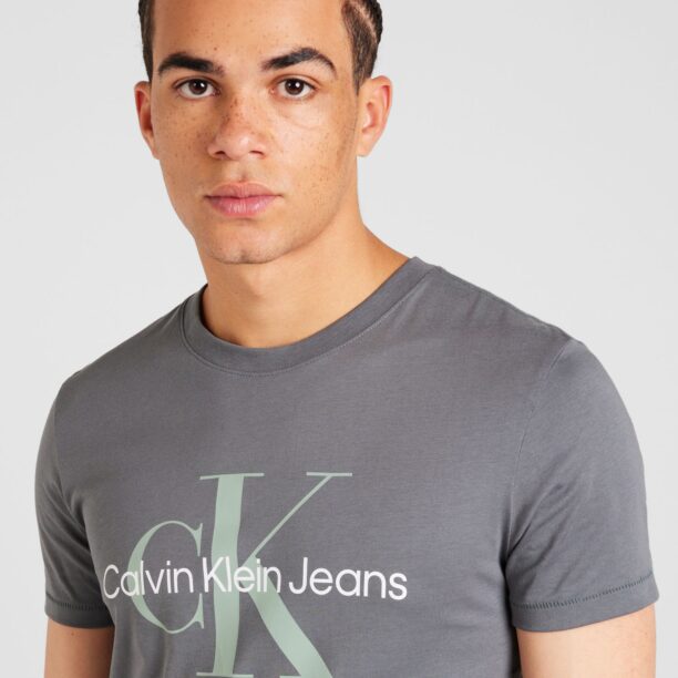 Calvin Klein Jeans Tricou  gri închis / verde mentă / alb preţ