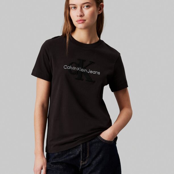 Calvin Klein Jeans Tricou  negru / alb