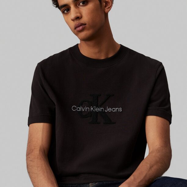 Calvin Klein Jeans Tricou  negru / alb