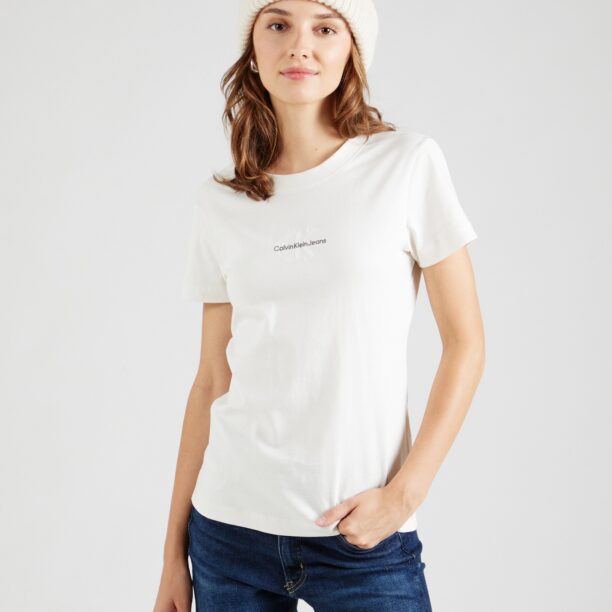 Calvin Klein Jeans Tricou  pământiu / alb