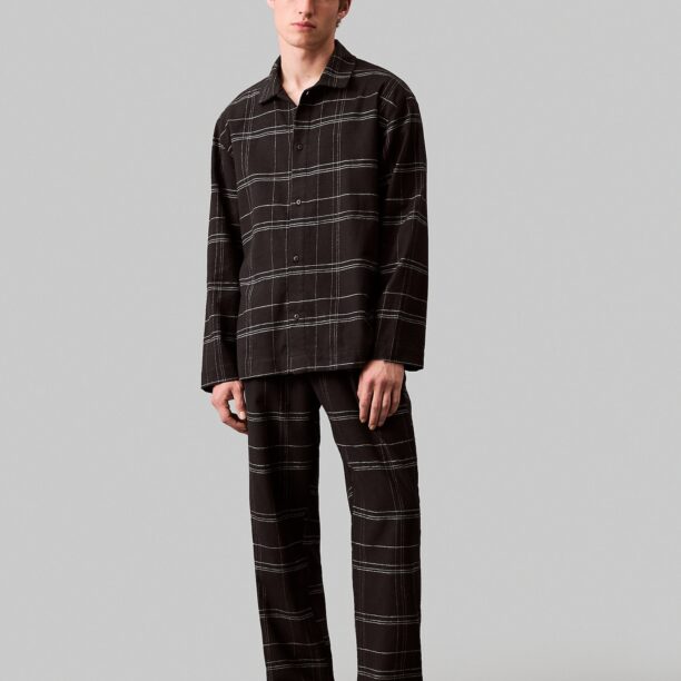 Calvin Klein Pijama lungă  negru / alb