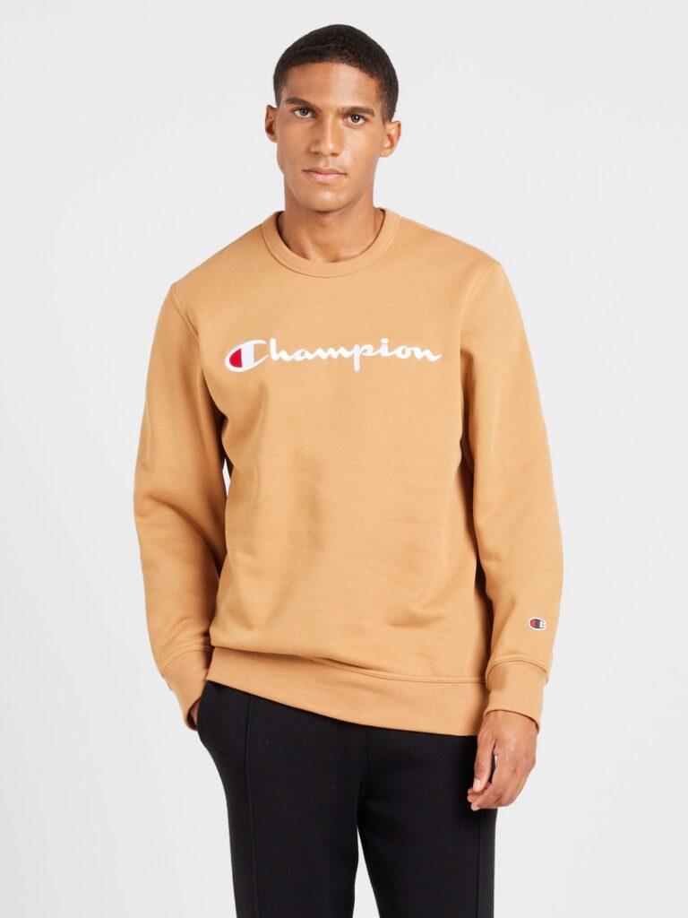 Champion Authentic Athletic Apparel Bluză de molton  maro cappuccino / roșu / alb preţ