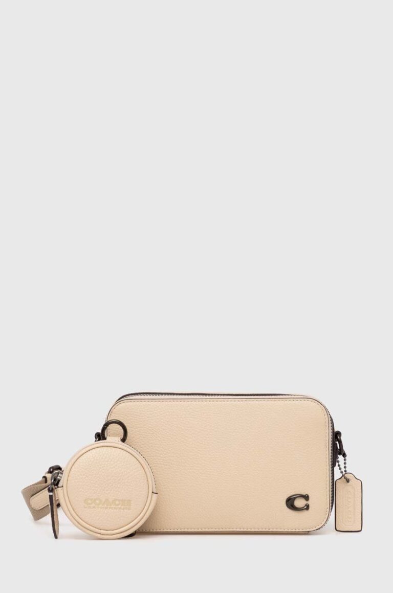 Coach borseta de piele culoarea alb