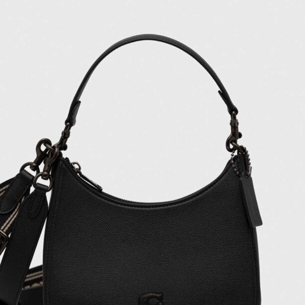 Coach borseta de piele culoarea negru