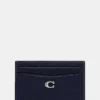 Coach carcasa din piele Essential Card Case culoarea albastru marin