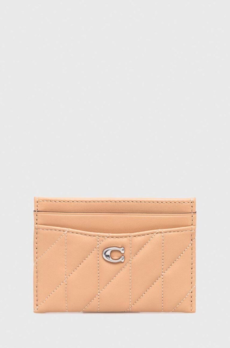 Coach carcasa din piele Essential Card Case culoarea bej