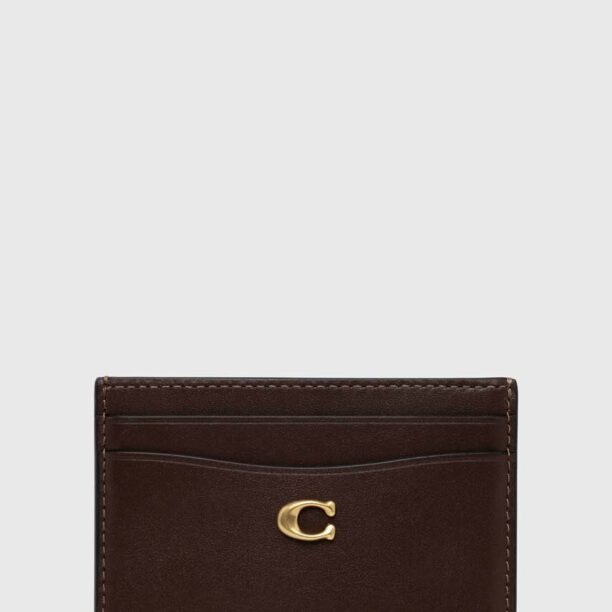 Coach carcasa din piele Essential Card Case culoarea maro