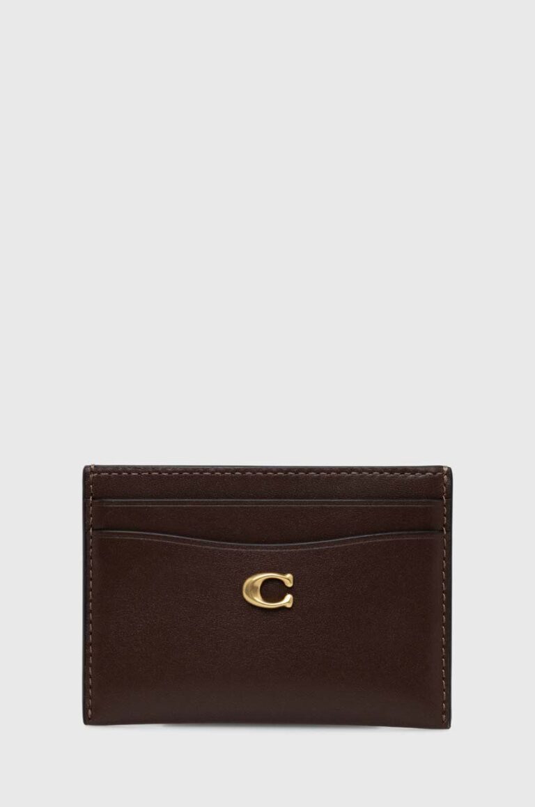 Coach carcasa din piele Essential Card Case culoarea maro