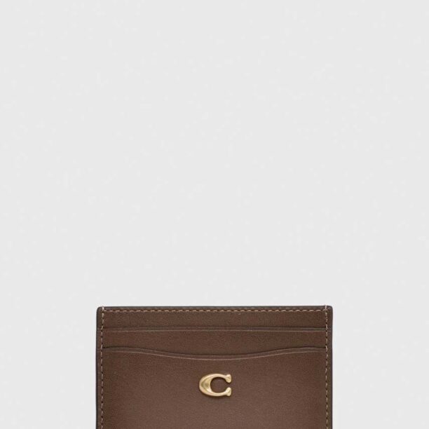 Coach carcasa din piele Essential Card Case culoarea maro