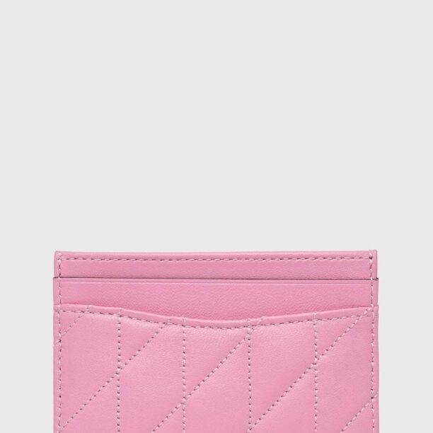 Coach carcasa din piele Essential Card Case culoarea roz preţ