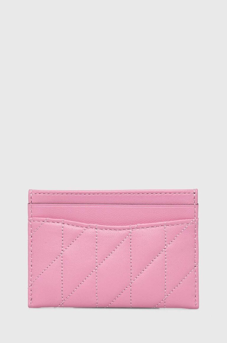 Coach carcasa din piele Essential Card Case culoarea roz preţ