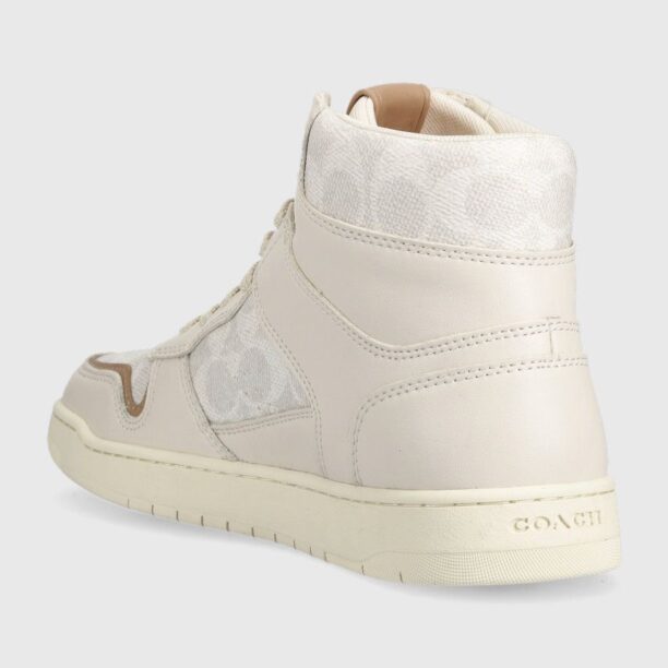 Coach sneakers Cd304 Hi Top Coated Canvas culoarea bej preţ