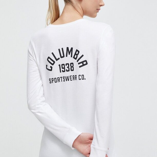 Columbia longsleeve din bumbac culoarea bej