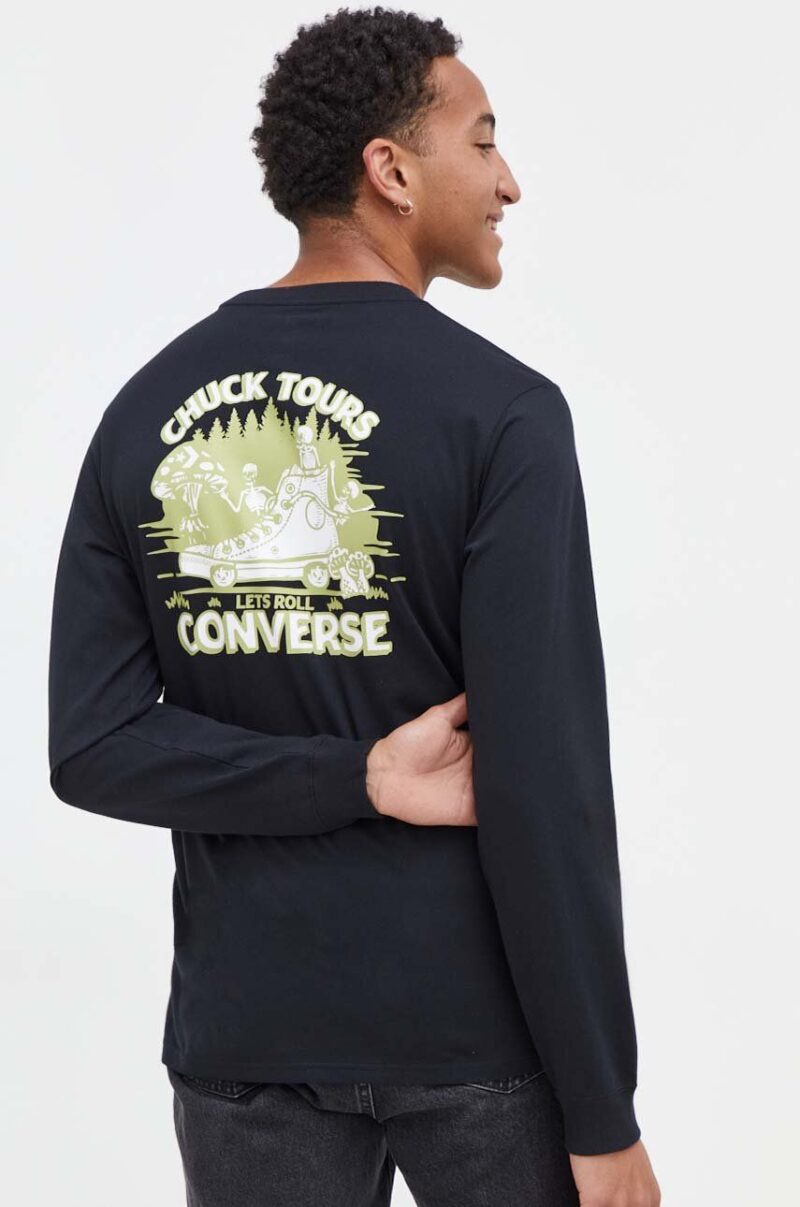 Converse longsleeve din bumbac culoarea negru