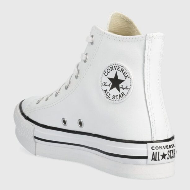 Converse tenisi de piele pentru copii Chuck Taylor All Star Eva Lift culoarea alb preţ