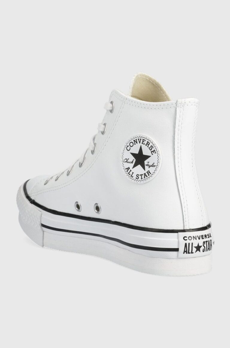 Converse tenisi de piele pentru copii Chuck Taylor All Star Eva Lift culoarea alb preţ