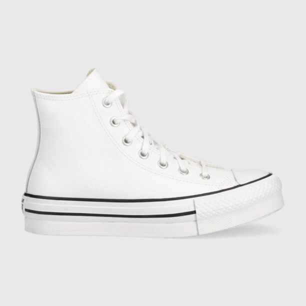 Converse tenisi de piele pentru copii Chuck Taylor All Star Eva Lift culoarea alb