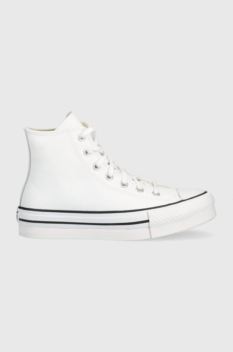 Converse tenisi de piele pentru copii Chuck Taylor All Star Eva Lift culoarea alb