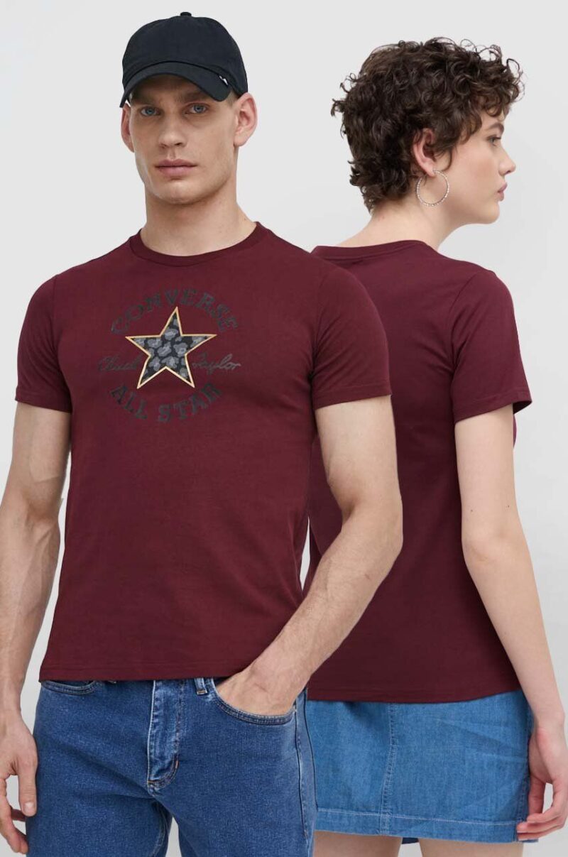 Converse tricou din bumbac culoarea bordo