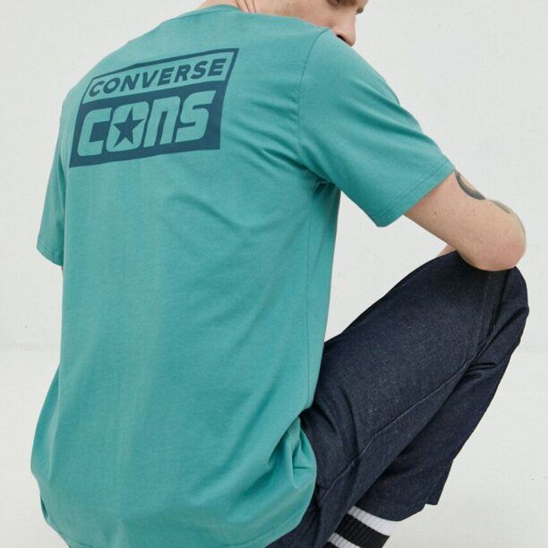 Converse tricou din bumbac culoarea turcoaz