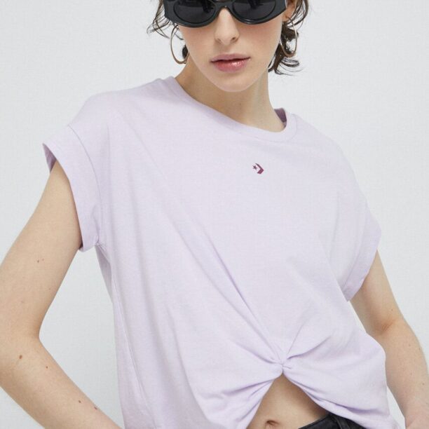 Converse tricou din bumbac culoarea violet