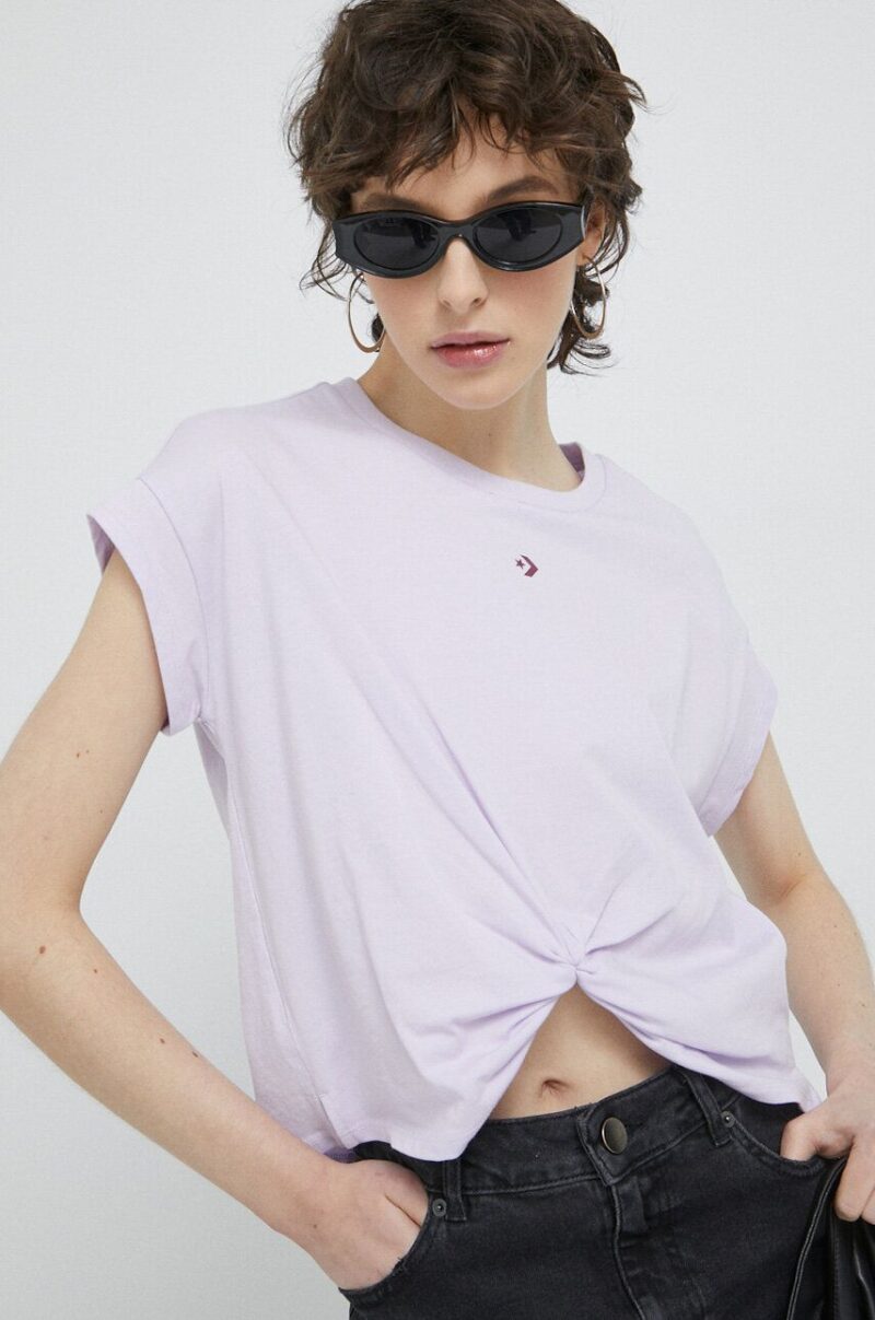 Converse tricou din bumbac culoarea violet