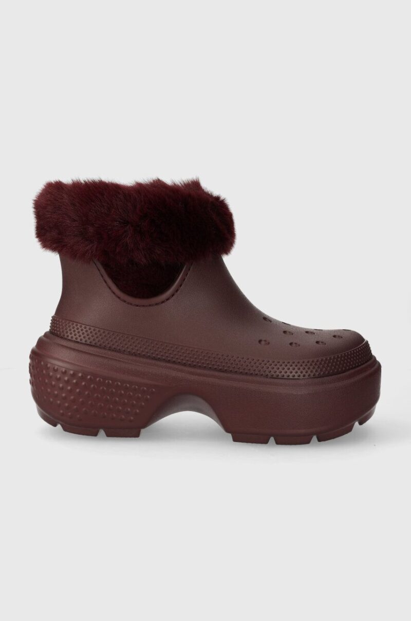 Crocs cizme de iarna Stomp Lined Boot culoarea bordo