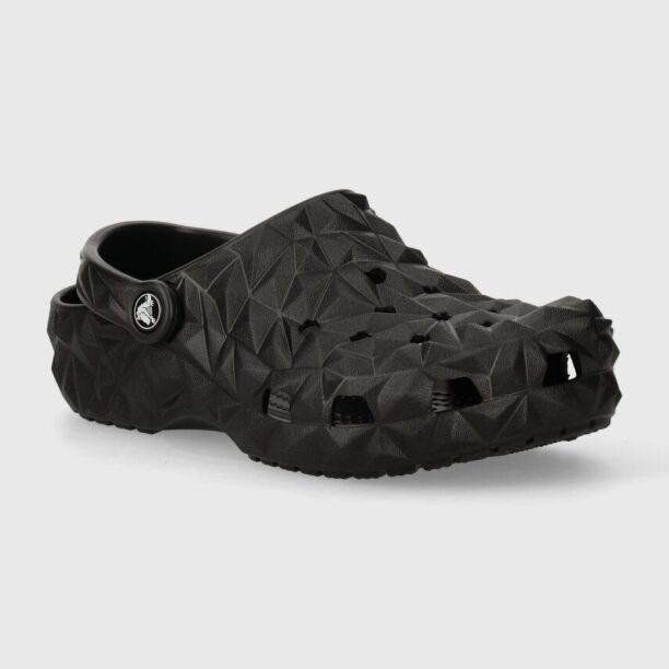 Crocs papuci Classic Geometric Clog culoarea negru