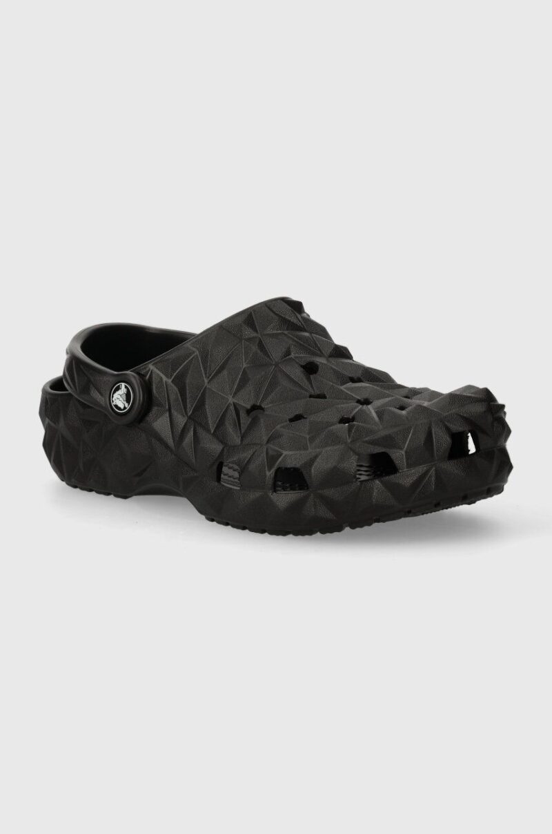 Crocs papuci Classic Geometric Clog culoarea negru