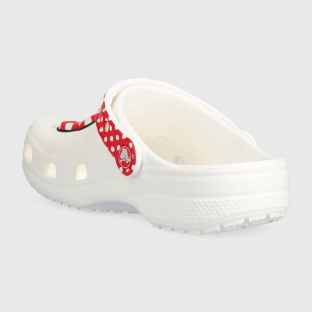 Crocs slapi copii CLASSIC DISNEY MINNIE culoarea alb preţ