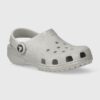 Crocs slapi copii CLASSIC GLITTER CLOG culoarea gri