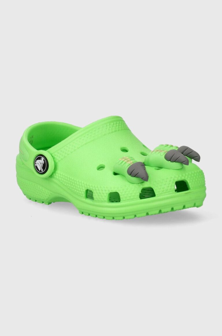 Crocs slapi copii CLASSIC IAM DINOSAUR CLOG culoarea verde