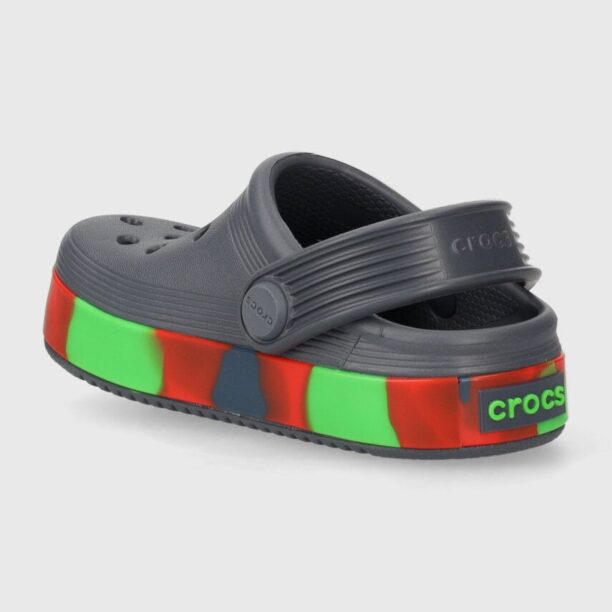 Crocs slapi copii OFF COURT GLOW BAND CLOG culoarea gri preţ